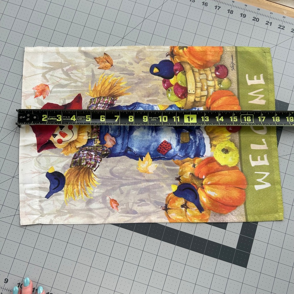 Barb Rasmussen Scarecrow Garden Flag Fall 12x18 Multicolor Welcome Harvest Decor - Picture 3 of 6